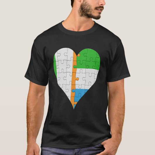 T-shirt Coeur du drapeau irlandais sierra-léonais (Devant)