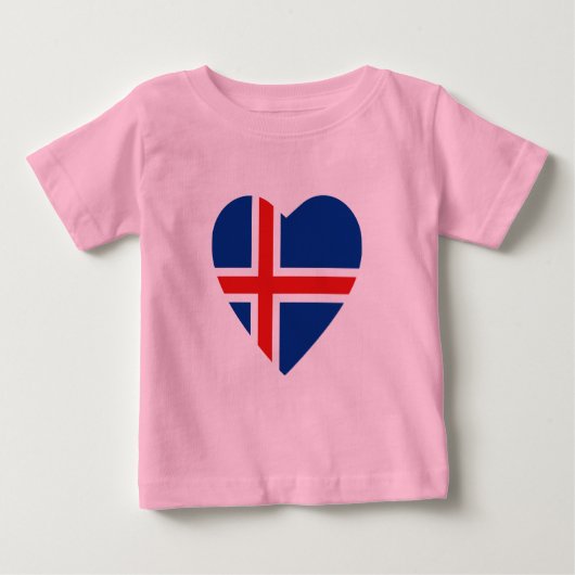 T-shirt Coeur du drapeau islandais (Devant)