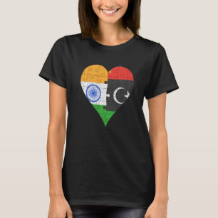 T-shirt Coeur du drapeau libyen indien