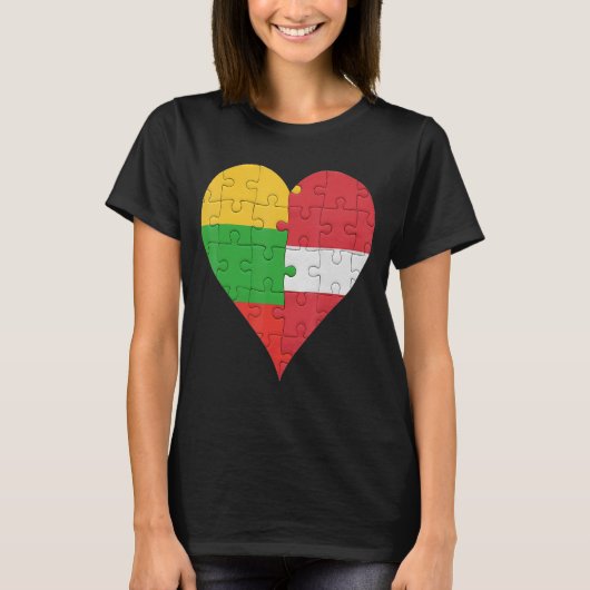T-shirt Coeur du drapeau lituanien letton (Devant)