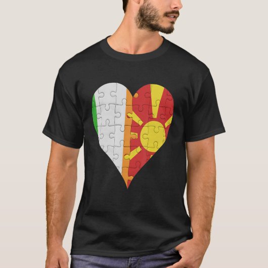 T-shirt Coeur du drapeau macédonien (Devant)