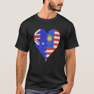 T-shirt Coeur du drapeau malaisien australien