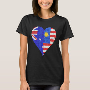 T-shirt Coeur du drapeau malaisien australien