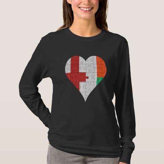 T-shirt Coeur du drapeau malgache anglais (Devant)