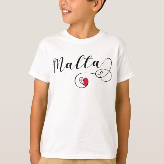 T-shirt Coeur du drapeau maltais (Devant)