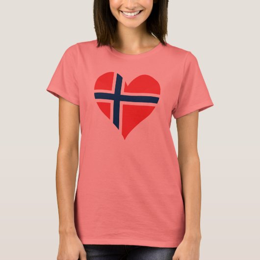 T-shirt Coeur du drapeau norvégien (Devant)