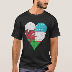 T-shirt Coeur du drapeau ouzbek gallois