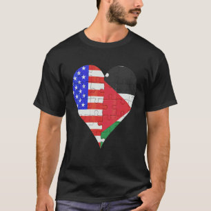 T-shirt Coeur du drapeau palestinien américain