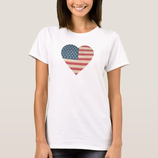 T-shirt Coeur du drapeau patriotique 4 juillet (Devant)