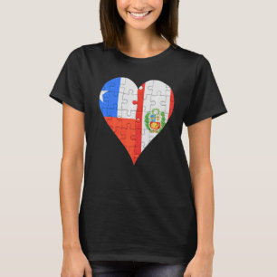 T-shirt Coeur du drapeau péruvien chilien
