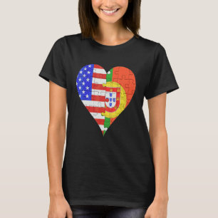 T-shirt Coeur du drapeau portugais américain