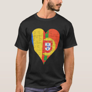 T-shirt Coeur du drapeau portugais roumain
