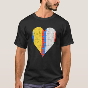 T-shirt Coeur du drapeau roumain