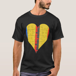 T-shirt Coeur du drapeau roumain belge