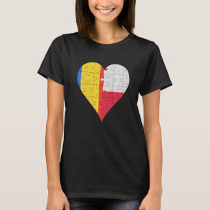 T-shirt Coeur du drapeau roumain polonais