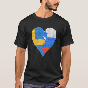 T-shirt Coeur du drapeau slovène suédois