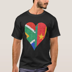 T-shirt Coeur du drapeau sud-africain camerounais