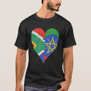 T-shirt Coeur du drapeau sud-africain éthiopien