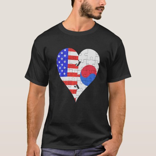 T-shirt Coeur du drapeau sud-coréen américain (Devant)
