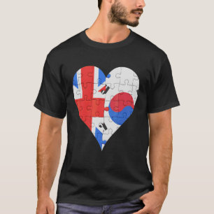 T-shirt Coeur du drapeau sud-coréen britannique