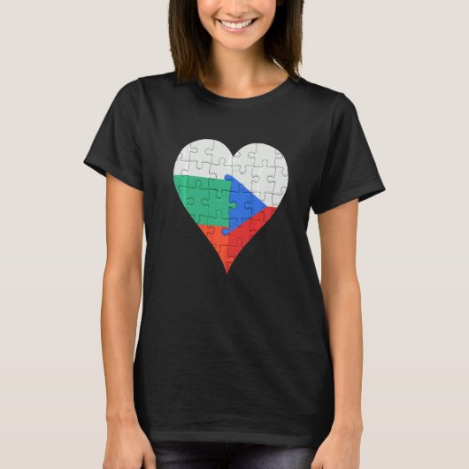 T-shirt Coeur du drapeau tchèque bulgare (Devant)