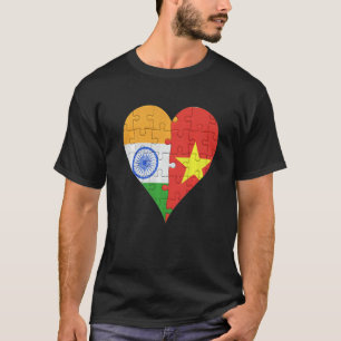 T-shirt Coeur du drapeau vietnamien indien