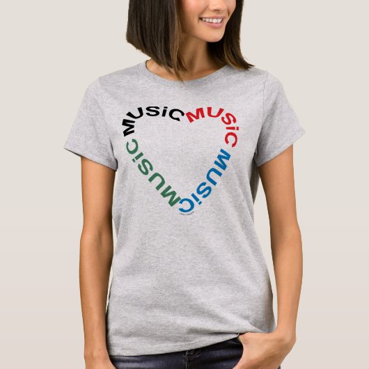 T-shirt Coeur du texte de musique (Devant)