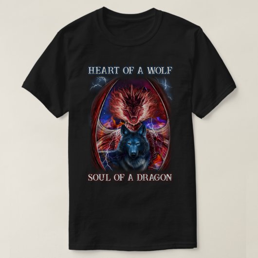 T-shirt Coeur d'une âme de loup de dragon (Design devant)