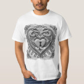 T-shirt Coeur en argent faux verrou (Devant)