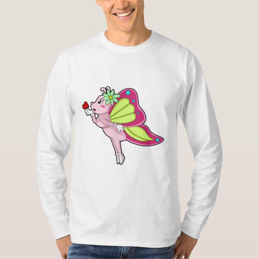 T-shirt Coeur en fleurs papillon (Devant)