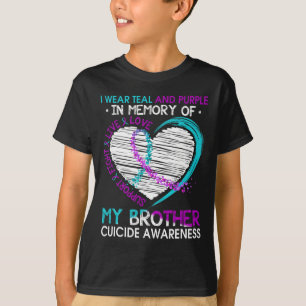 T-shirt Coeur En Mémoire De Mon Frère Sensibilisation Au S