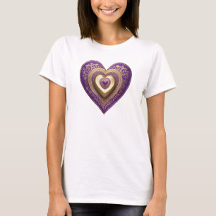 T-shirt coeur en or violet