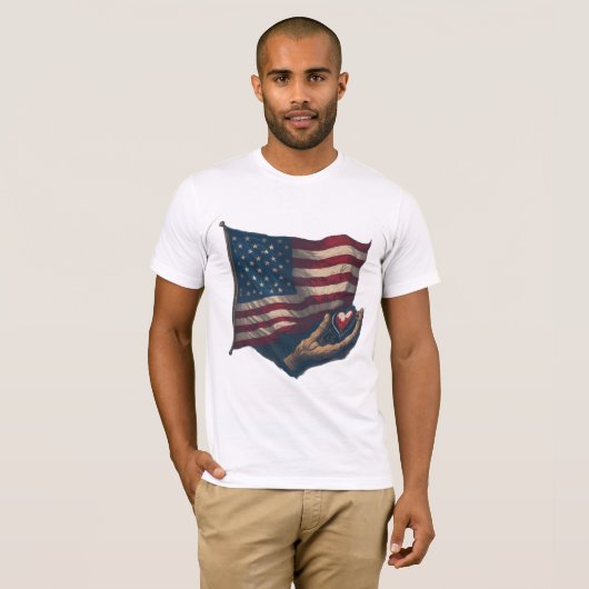 T-shirt coeur et drapeau (Devant entier)
