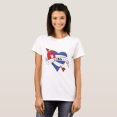 T-shirt Coeur et flèche de tatouage avec le drapeau cubain (Devant entier)