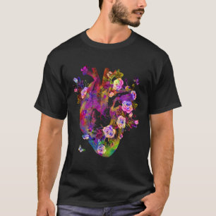 T-shirt Coeur Et Fleurs Anatomiques Montrent Votre Femme A