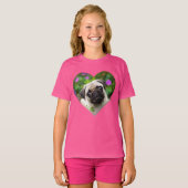 T-shirt Coeur fauve mignon de photo de visage de chiot de (Devant entier)