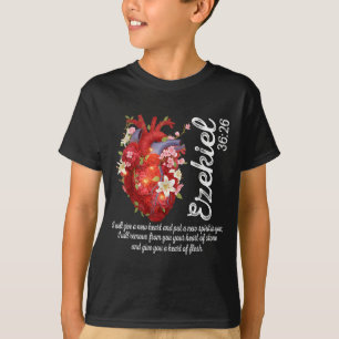 T-shirt Cœur floral Ézéchiel 36 26 Conception de foi