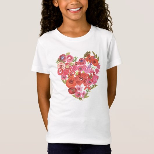 T-Shirt Coeur floral | Valentine II chic d'aquarelle (Devant)