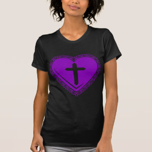 T-shirt Cœur gothique + Croix (Noir Violet)