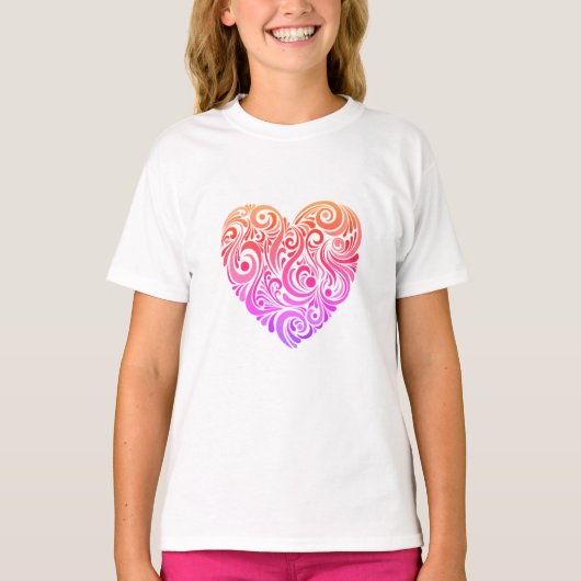 T-shirt Coeur heureux pour les filles (Devant)