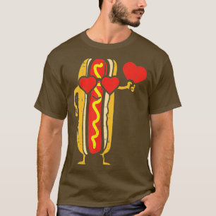 T-shirt Coeur Hot Dog Cute Saucisse Bun Valentines Jour No