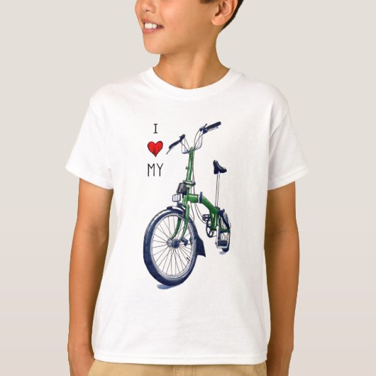 T-shirt Coeur I mon Brompton (vert) (Devant)