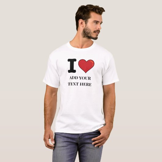 T-shirt Coeur I personnalisé (Devant entier)