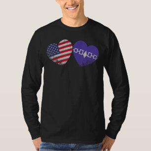 T-shirt Coeur Iroquois Drapeau Américain Famille Patriotiq