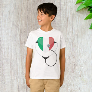 T-shirt Coeur italien avec stéthoscope Soins de santé