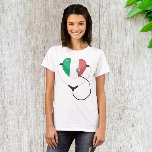 T-shirt Coeur italien avec stéthoscope Soins de santé