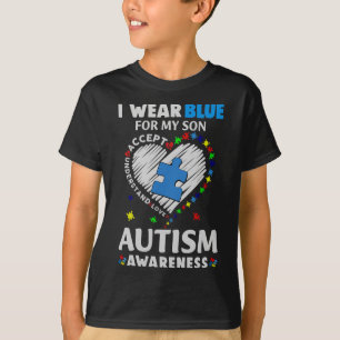 T-shirt Coeur Je Porte Du Bleu Pour Ma Sensibilisation sur