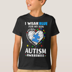 T-shirt Coeur Je Porte Du Bleu Pour Mon Fils Sensibilisati