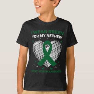 T-shirt Coeur Je Porte Le Vert Pour Ma Maladie Du Rein Nep