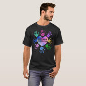 T-shirt Coeur main du technicien en turbine éolienne (Devant entier)